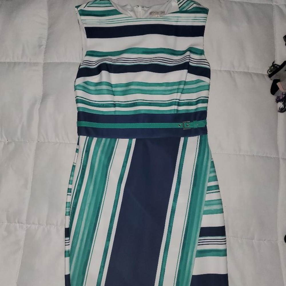 Eva Mendes asymmetrical midi belted dress size M